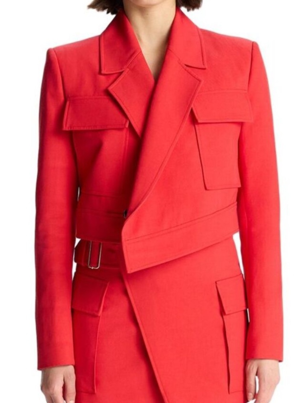 A.L.C. Reeve Cropped Blazer Jacket Patch Pocket Ruby Red Size 6 - Picture 9 of 16